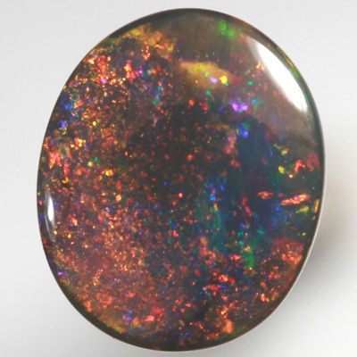 SOLID BLACK OPAL Gemmy red multicolour, Pinfire pattern SEE VIDEO